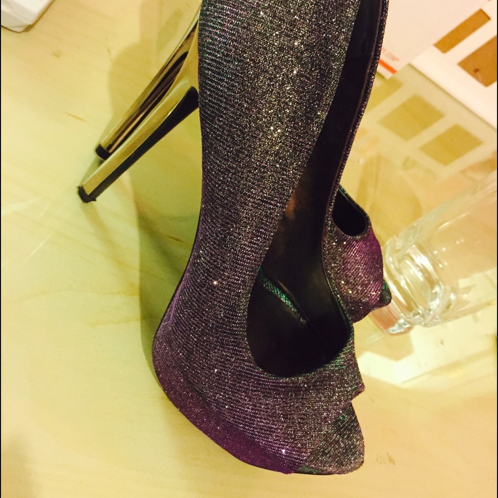 Cute sparkly green and purple heels